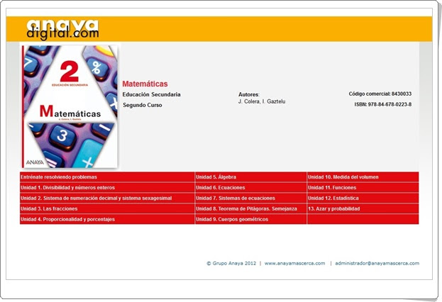 Anaya Digital:  “Matemáticas de 2º de E.S.O.”