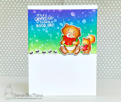 It's a Good Day to have a Good Day Card by Samantha Mann for Newton's Nook Designs, Distress Inks, Ink blending, Picnic, critters, watermelon, summer #distressink #inkblending #newtonsnook