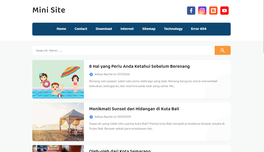 Mini Site Responsive Blogger Template