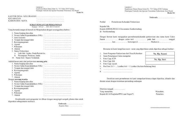 Format Surat Permohonan Kehendak Perkawinan terbaru