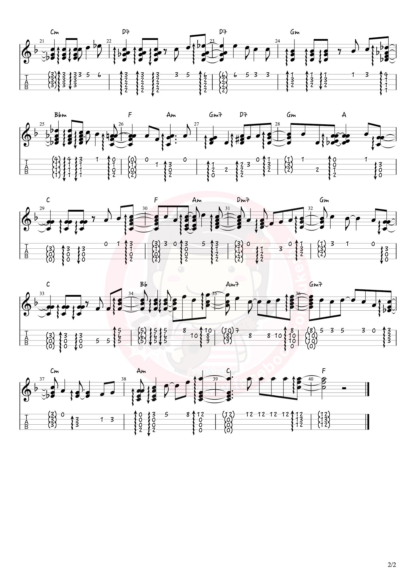 ukulelemania 327 Bee Gees How Deep Is Your Love Ukulele Solo獨奏譜