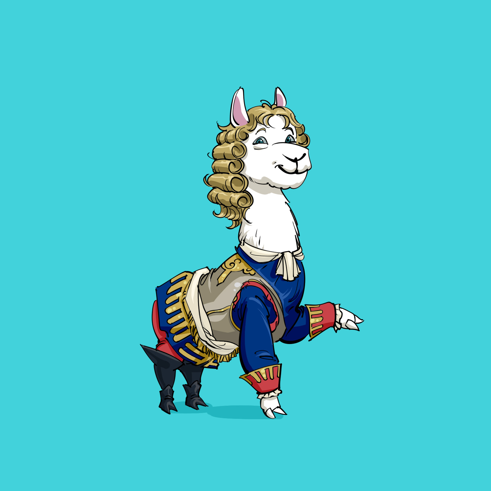 Tourism llama in army dress business mascot