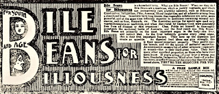 An advert for Bile Beans in the Belfast Telegraph - 13 May 1904.  The main headline reads Bile Beans for Biliousness with a small article about the benefits of Bile Beans.