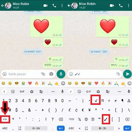 cara membuat tanda centang di whatsapp