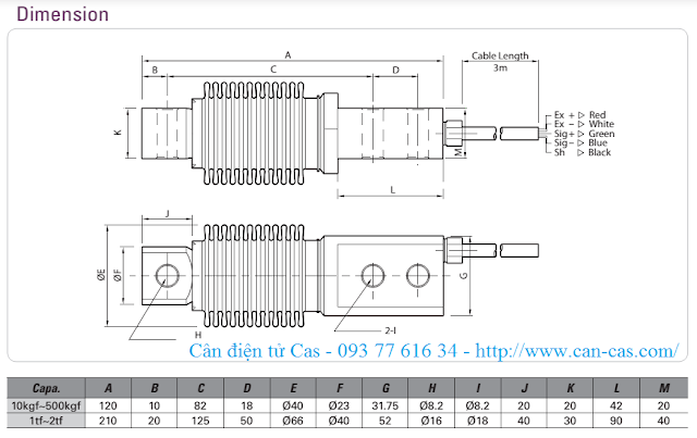 Loadcell HBS dimensions