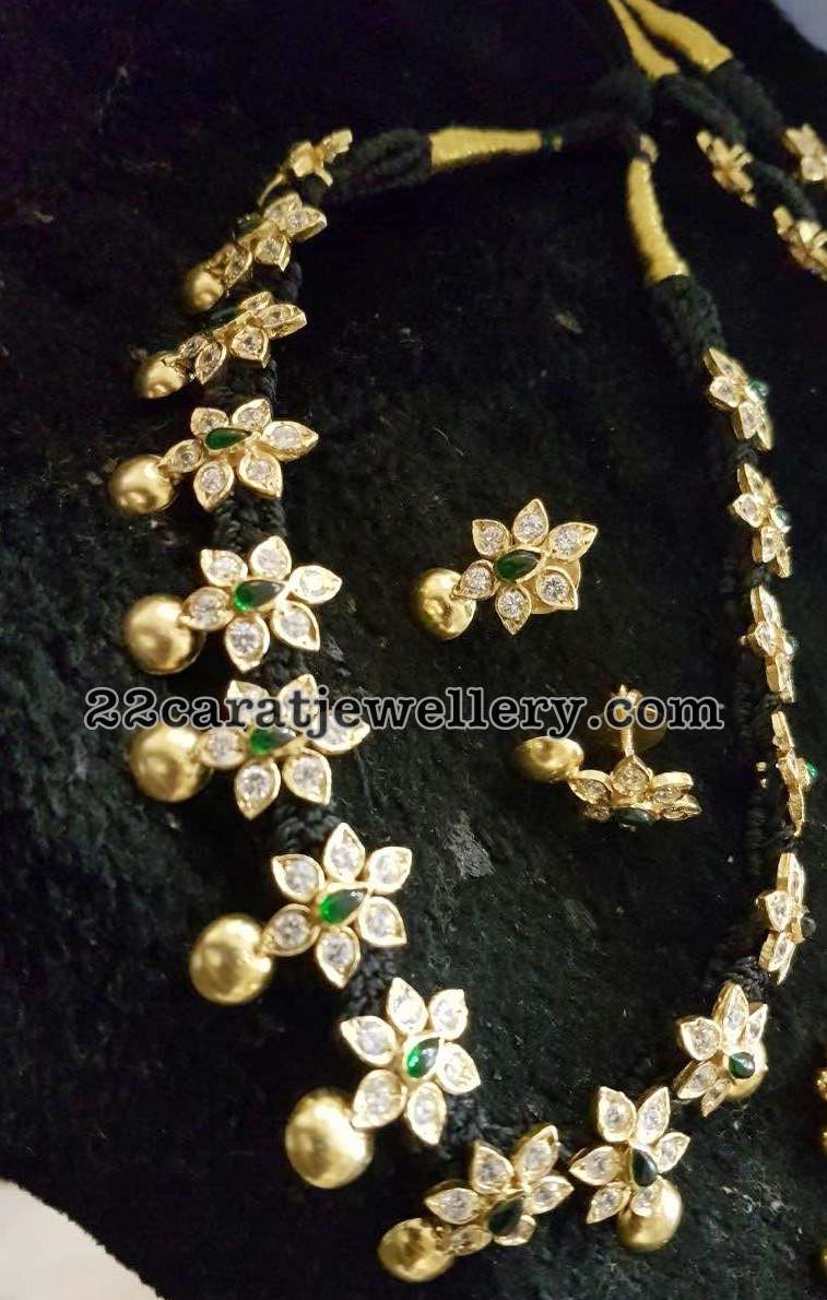 Silver metal Black Cord Necklaces Jewellery Designs