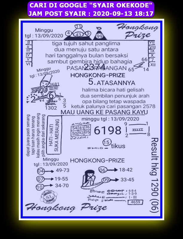 1 New Message) Kode Syair Hongkong 13 September 2020 - Forum Syair Togel  Hongkong Singapura Sydney