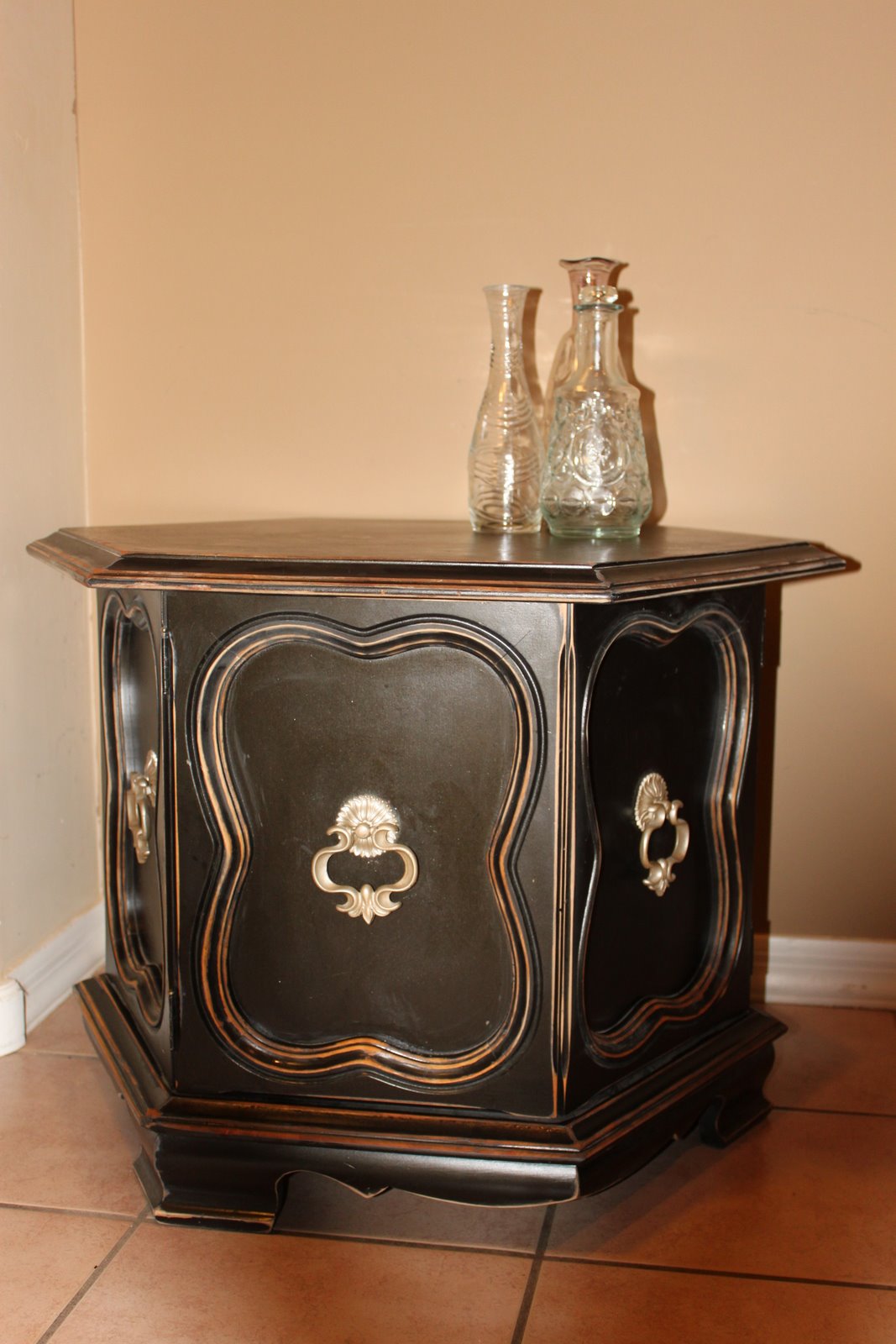Repurposed Junk Black Shabby Chic End Table SOLD