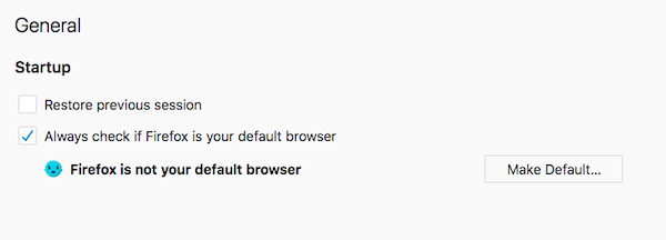 Configuración predeterminada del navegador Firefox
