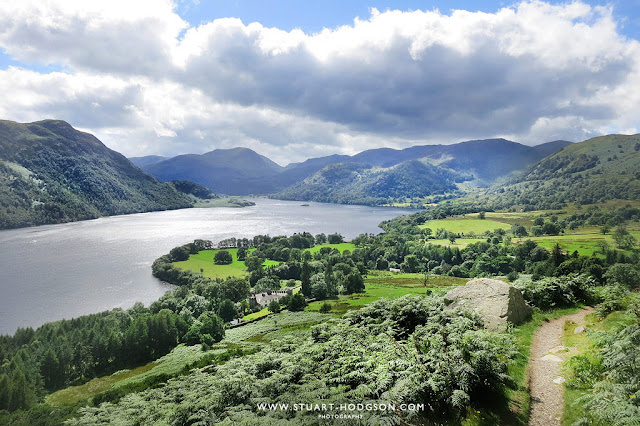 Ullswater on this Gowbarrow fell walk, looking towards Glenridding and the Helvellyn range. This is a lovely walk providing some of the best views of Ullswater, and also including Aira Force.