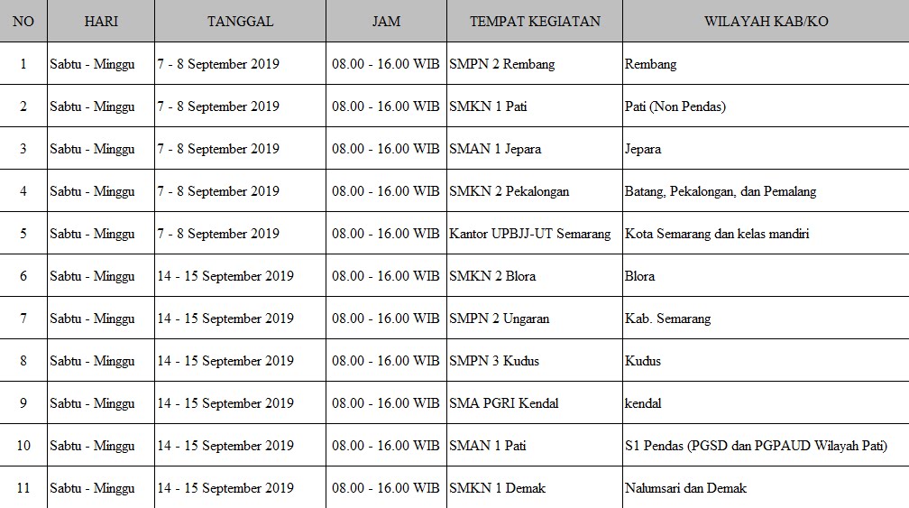UPBJJUT Semarang OSMB dan PKBJJ