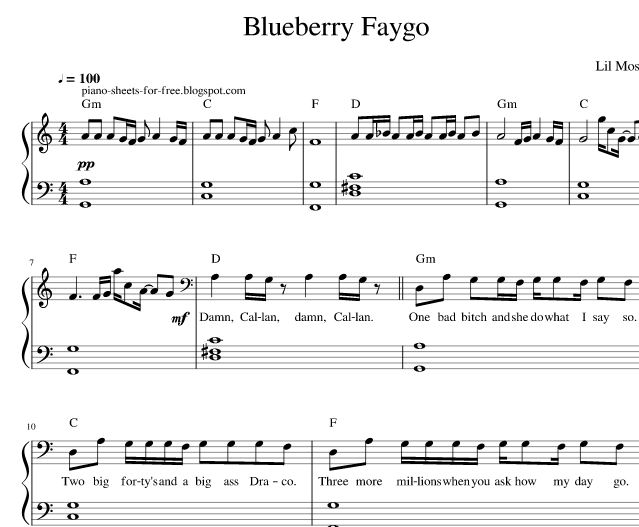 Blueberry Faygo Piano Sheet Music PDF. 