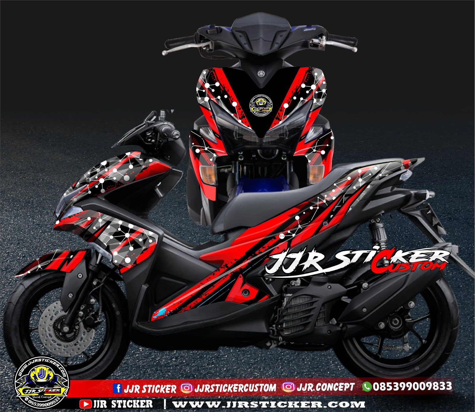Decal Sticker / Striping Yamaha AEROX Merah, Abuabu, kuning jjrsticker