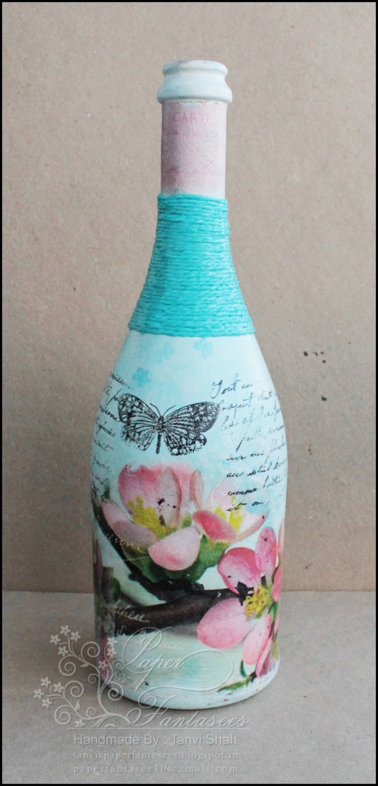 Paper Fantasees The Craft Blog Decoupage Wine bottle