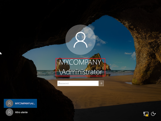 Windows Server 2019, Logon come amministratore di dominio