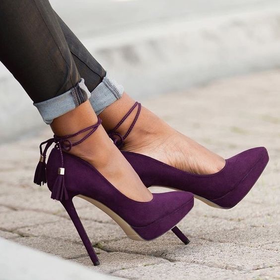 Purple Suede Platform Heels - Fashion Trends