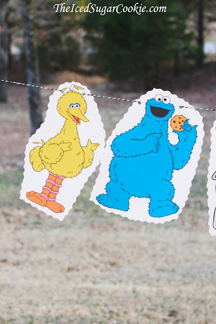 Sesame Street Birthday Party Flag Hanging Bunting Garland Banner DIY Idea- Big Bird, Cookie Monster, Oscar The Grouch, The Count, Elmo, Bert and Ernie,Grover