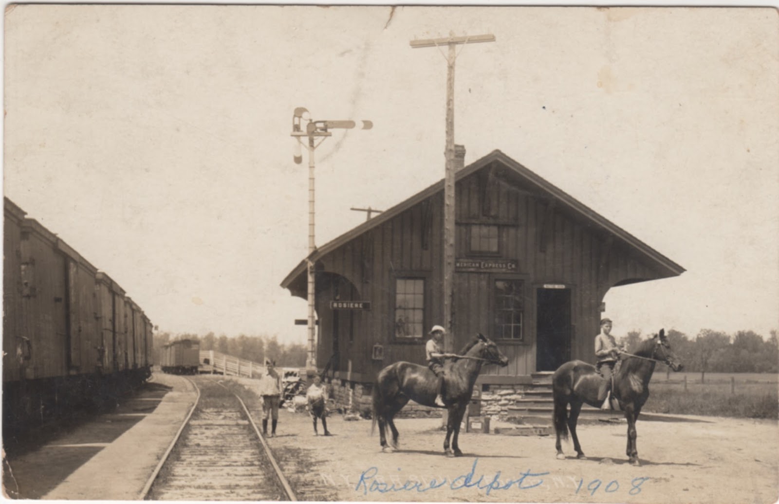 Vintage Railroad Pictures New York Central Depot at Rosiere, N.Y.