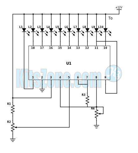 12V BATTERY LEVEL INDICATOR USING LM3914 | BATTERY LEVEL INDICATOR CIRCUIT DIAGRAM