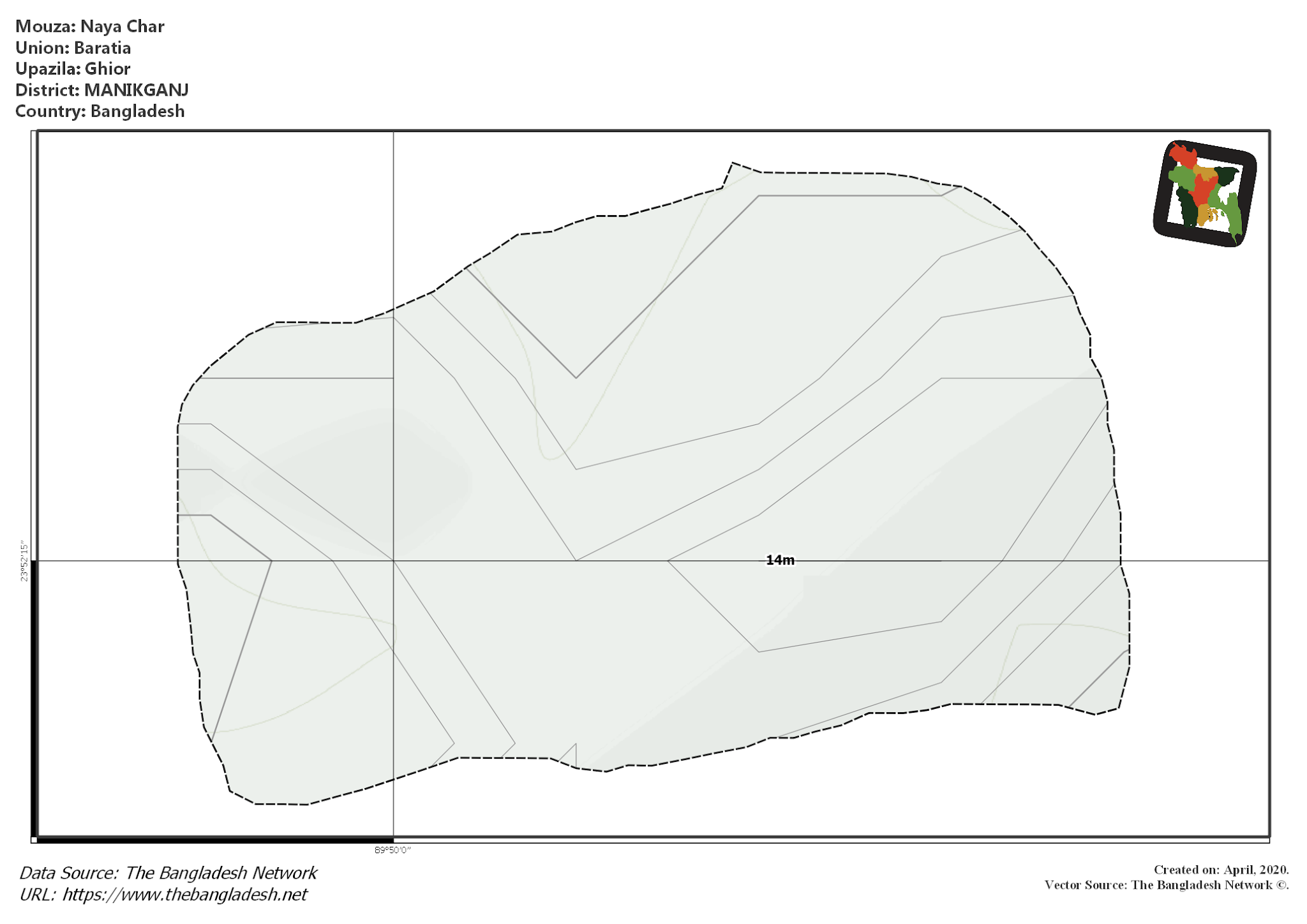 Map of Naya Char Mouza of Ghior Upazila, MANIKGANJ, Bangladesh.