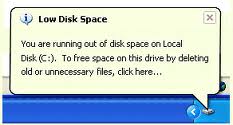 detect low disk space virus detect low disk space virus