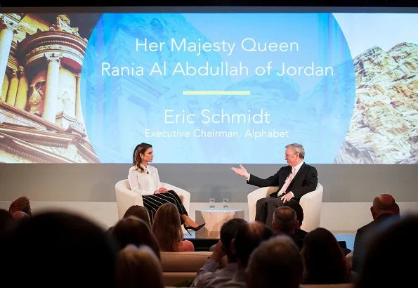 Queen Rania attended Google Zeitgeist panel held at Google headquarters in Hertfordshire, in which the topic is the refugee crisis in Syria