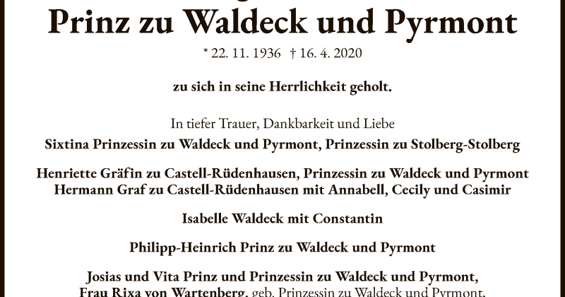 Königlicher Beobachter Prinz zu Waldeck und Pyrmont