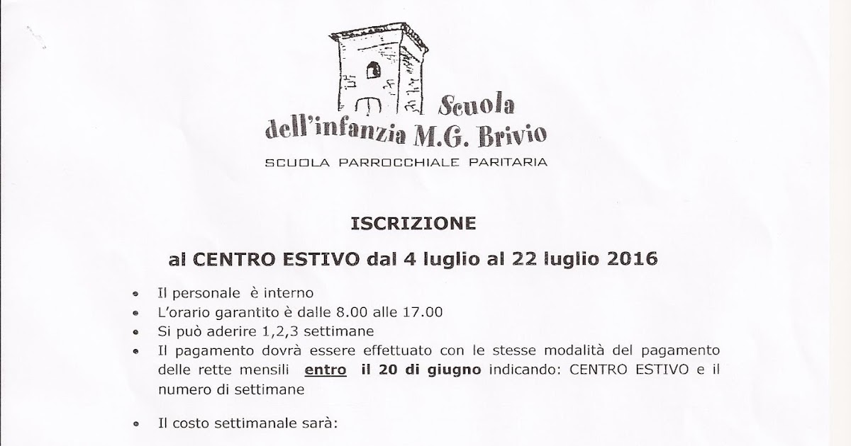 ISCRIZIONE CENTRO ESTIVO | LA PICCOLA SCUOLA DEL BORGO DI ZIVIDO