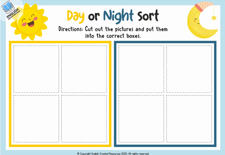 vocabulary activities day and night worksheets english created