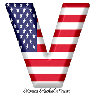 Abecedario con la Bandera de USA. USA Flag Alphabet.