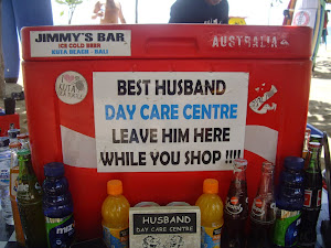 JIMMY'S BEACH BAR IN KUTA WILL MIND YOUR HUSBAND FOR YOU WHILE YOU BUY SARONGS ON THE BEACH!
