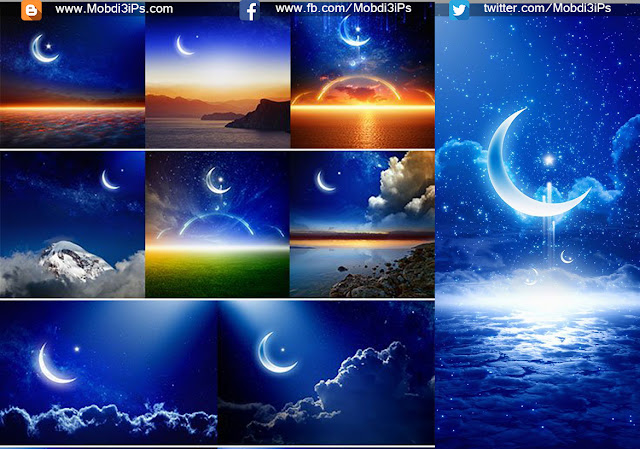 خلفيات قمر مضيئة بجودة عالية Backgrounds with Shiny Moon and Stars