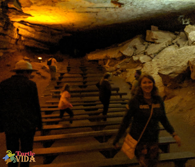 Domes & Dripstones Tour, resting at one of the sitting areas in a dome section of the cave