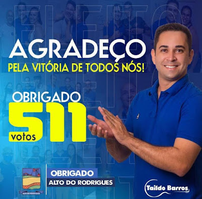 TAILDO BARROS SE TORNA VEREADOR EM ALTO DO RODRIGUES