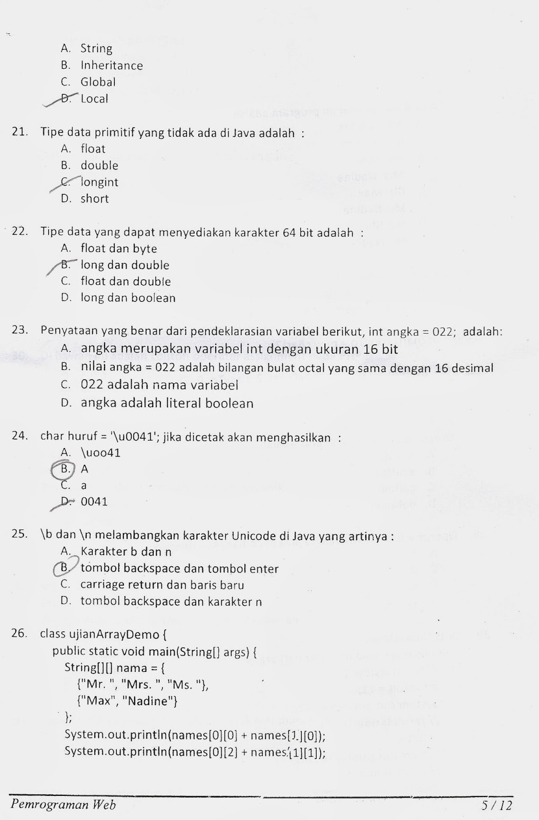 Arifswn Blog Soal UAS PBO 2012/2013