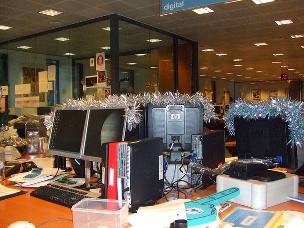 Decorating office for Christmas