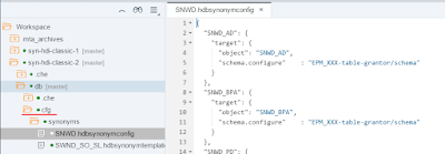 Synonyms in HANA XS Advanced, Configuration, Templating, Service Replacement