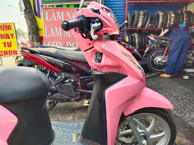 Sơn xe máy Vision màu hồng cực đẹp