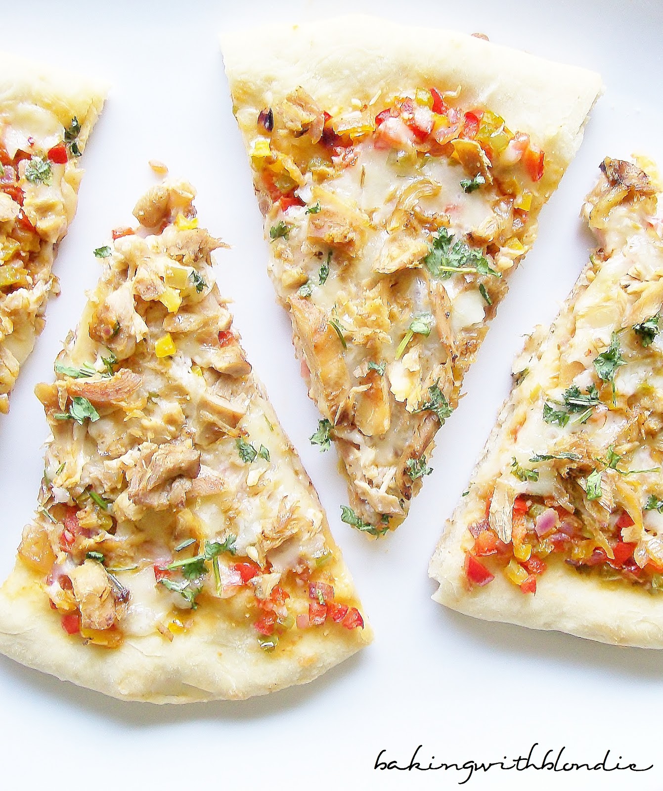 Spicy Chicken Pizza with Pepper Jack Cheese and Cilantro, Simple No