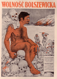 Lev Troçki'yi şeytana benzetildiği Beyaz Ordu kaynaklı bir antikomünist propaganda posteri, 1920