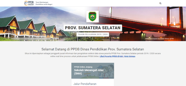 Sumatera selatan situs daftar PPDB Online 2019