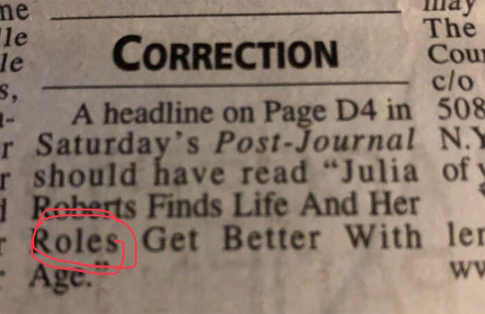 Newspaper Made An Awkward Typo On Julia Roberts' Headline, And The Internet Reacted Hilariously Newspaper Made An Awkward Typo On Julia Roberts' Headline, And The Internet Reacted Hilariously