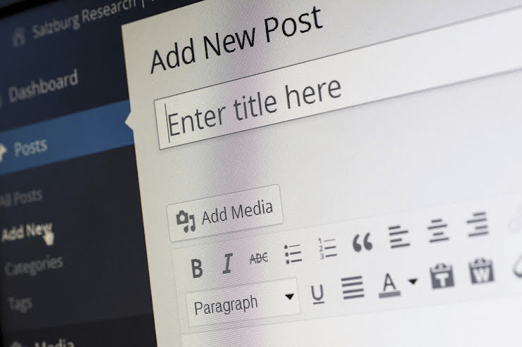 WordPress blog post editor.
