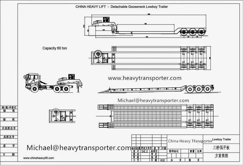 china heavy transporter hydraulic detachable gooseneck lowboy trailer dimensions chart