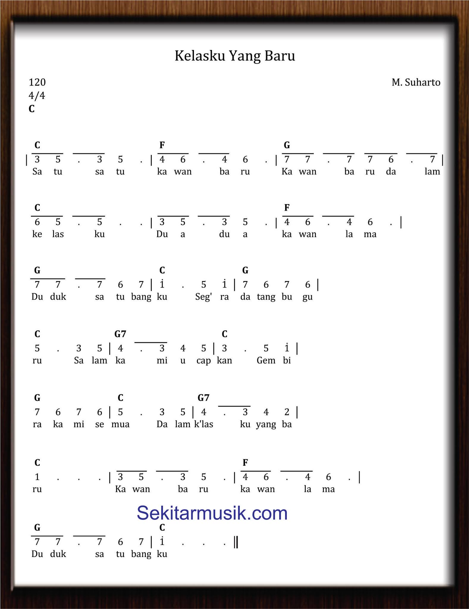 Not Angka Kelasku Yang Baru - SEKITAR MUSIK