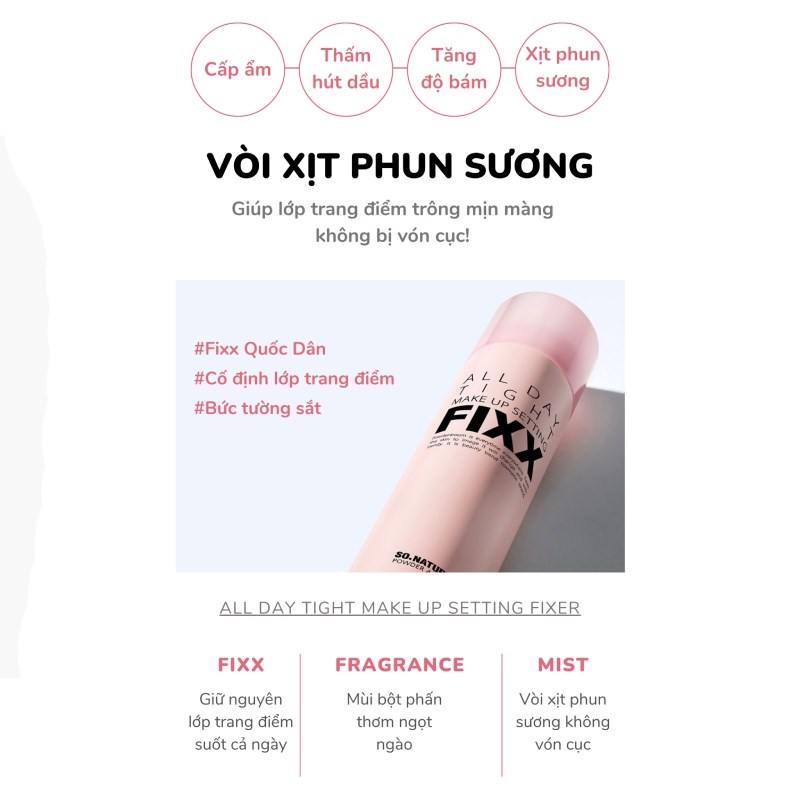 So’Natural Set 1 + 1 Xịt giữ nền trang điểm All Day Tight Make Up Setting Fixx 75ml 26 17 SoNatural Set 1 1 Xit giu nen trang diem All Day Tight Make Up Setting Fixx 75ml tctshop vn