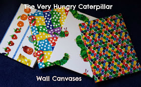 The Very Hungry Caterpillar Wall Art, Hungry caterpillar, homemade canvases, hungry caterpillar canvas, fabric room decorations