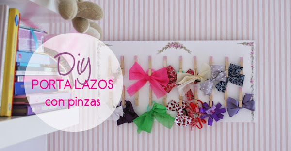 Diy porta lazos con pinzas de madera y decoupage