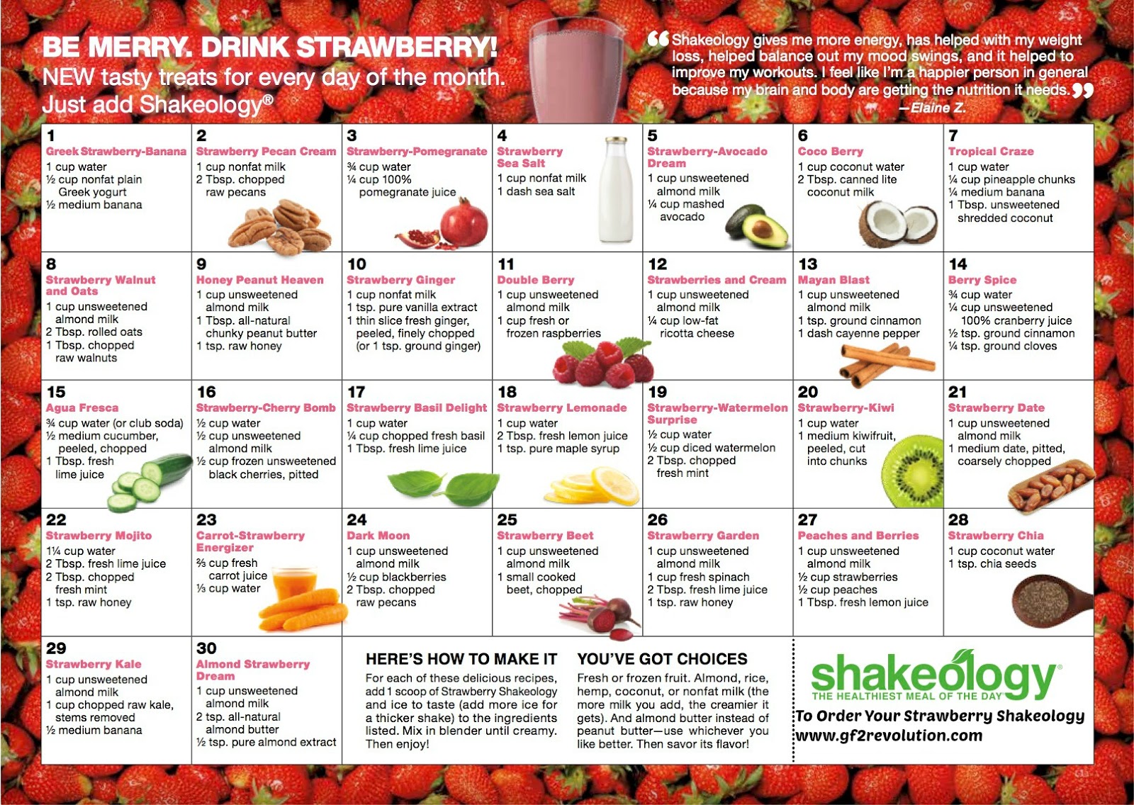 Connect the Dots Ginger Becky Allen BEST Shakeology Recipe Calendar