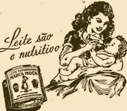 Propaganda do Leite Moça que recomenda o consumo em complemento ao leite materno.